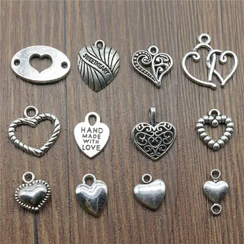 20pcs Srdcia Charms Antique Silver Farba Malé Srdce Prívesky, Šperky DIY Srdce Kúzlo Náramok Pre Výrobu