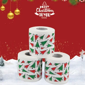 2 Rolky Toaletného Papiera Vianočný Stromček Santa Vytlačené Toaletného Papiera, Výrobkov Pre Domácnosť, Mäkké Vytlačené Vianočné Toaletný Papier