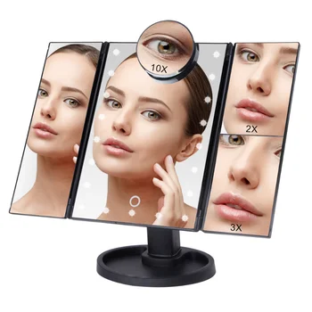 Dotykový Displej make-up Zrkadlo s 22 LED Svetlo, 1X/2X/3X/10X lupu Kompaktný Zrkadlo na líčenie Flexibilné Kozmetika Zrkadlá, Aby
