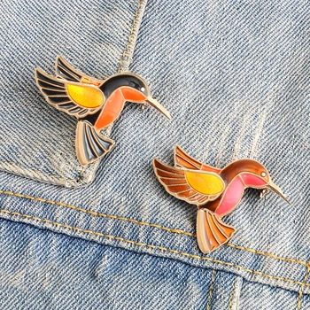 Vintage Šperky, Brošne pre Ženy Farebné Smalt Kovové Kolíky Vtákov Roztomilý Broach Vták Kolibrík Odznak Vysoko Kvalitné Príslušenstvo