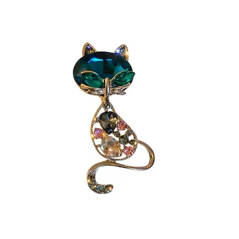 Kórejský Módne Svieti Drahokamu Mačka Brošňa Zvierat Crystal Preklopke Kolíky pre Ženy Luxulry Šperky Žena Golier na Košeli Veľkoobchod