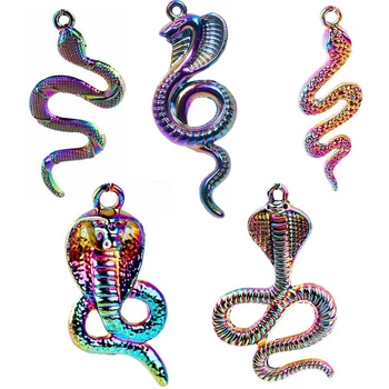Had Kúzlo Cobra Rainbow Prívesok 5 ks Mix Zvierat zobrazili kľúčové tlačidlá Pre Šperky Čo Dodanie DIY Náhrdelník Módne Náušnice Punk Príslušenstvo