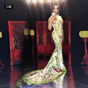 Červená tradičnej čínskej kostým Dlhé Šaty, Kostým Večer Oslavovať Narodeniny Šaty, Sexy nočný klub hanfu ľudový tanec drag queen