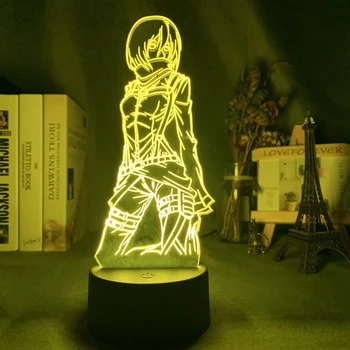 3d Lampa Útok na Titan Mikasa Ackermana Obrázok Deti Nočného pre Miestnosti Dekorácie Led Farby Nočné Svetlo Anime Darček