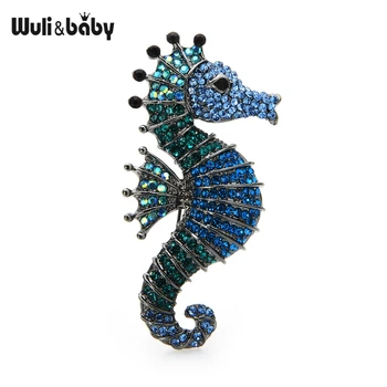 Wuli&baby Šumivé Drahokamu Seahorse Brošne 3-farba Mora Zvierat Úrad Bežné Brošňa Darov Kolíkmi