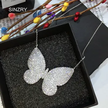 SINZRY značky micro spevnené kubický zirkón prívesok náhrdelník clear white butterfly brilantné chokers náhrdelníky pre ženy