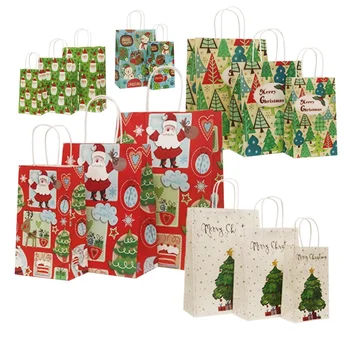 10 Ks/veľa 27*21*11 cm Vianočný Papier Taška Dekorácie, Papierové Darčekové tašky Na Vianoce Prípade Party S Rukoväťou Krásne Papierové Tašky