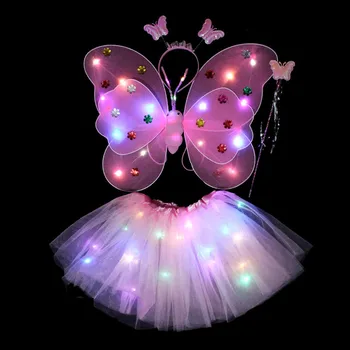 LED Detí Kostým, Rekvizity Dievčatá Sukne Anjel Svetla Krídla Blikajúce Motýľ Sukne Svetlá Vyhovovali 2-8year Veľkonočné Valentines Day