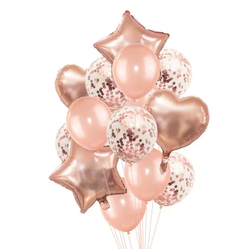 Rose Gold Konfety Baloons Fólie Šampanské Star Balón Svadobné Latex Ballon globos BabyShower Narodeniny, Party Dekorácie Dodávky