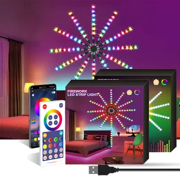 RGBIC Led Pás Svetla Bar USB Bluetooth RGB 114 LED DIY Svetlá, TV Steny, Počítačové Hry Miestnosť, Bar Spálne Dekorácie Nočné Svetlo