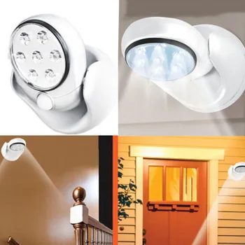LED Bezdrôtový Pohybu Aktivuje Senzor Svetla Lampy 360 Stupňov Rotácie Nástenné Svietidlá Biela Verandu Vnútorné Osvetlenie Vonkajšie Osvetlenie