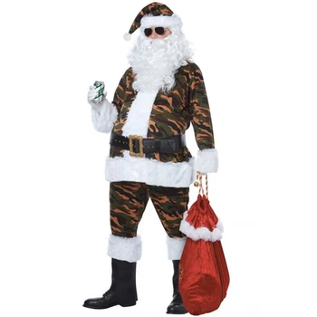 Dospelých Vianočné Santa Cosplay Claus Oblek pre Mužov pre Mužov, 6 Ks Sada Dovolenku Strany Cosplay Oblečenie