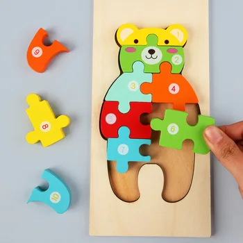 Detské Drevené 3D Puzzle, Hračky pre Deti Montessori Hračky pre Batoľatá 2 3 4 5 Rokov Vzdelávacie Hračka Dinosaur Hry Puzzle