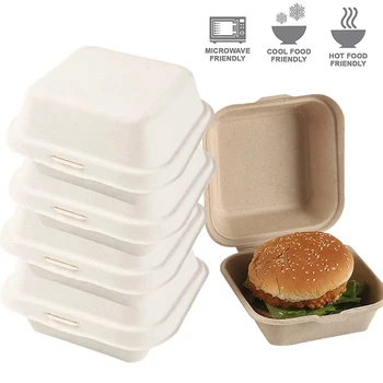 20Pcs Nové Jednorazové Bento Box Ovocný Šalát Hamburger Box Buničiny Cake Box Prenosný Obed Piecť Tortu Balenie Box Eco-Friendly