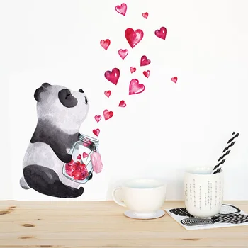 Ručne Ťahané Panda Stenu, Nálepky Čínsky Štýl Art Nástenné Obývacej Izby, Spálne, Skrine Dekorácie Domova Roztomilý Zvierat Nálepky