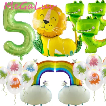 0-9 Počet Fóliové Balóniky Stojí Zelený Dinosaurus Lev Fóliové Balóniky Deti Strana navrhne Baby Sprcha Dekorácie Potrebné pre Chlapcov