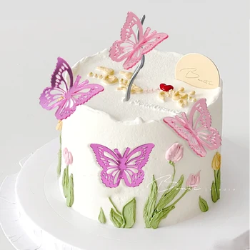 10pcs Akryl Butterfly Princezná Cake Decoration Dievča Svadobné Happy Birthday Cake Vňaťou Baby Sprcha Dezert Zdobenie Nástroje