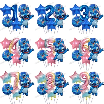 Cartoon Lilo & Stitch modrá Detí, narodeniny, party dekorácie hliníkové balóny dievča, chlapec Steh Digitálny Číslo Balón Nastaviť