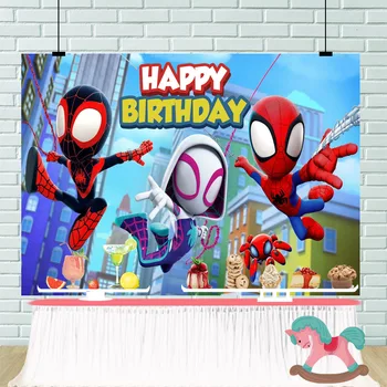 Nový Spider Man Party Pozadí Handričkou Hrdina Spiderman a Jeho Priateľov, Deti Narodeniny Dieťa Sprcha Dekorácie Backgdrop Dodávky