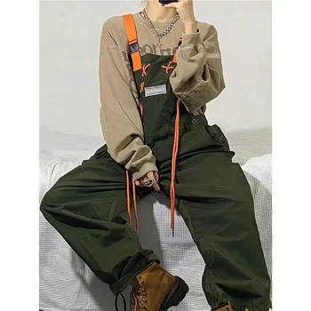2022 pánskej Módy Retro Army Zelená Práce Podväzky Americký Streetwear Bežné Nohavice Voľné Módne Nohavice Romper Jumpsuit