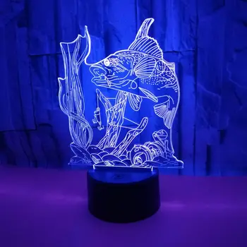 3D Rybárske Lampa Ilúzie Nočné Svetlo LED Ryby Stôl, stolná Lampa 7 Zmena Farby Domova Svetlá Narodeniny, Darčeky, Hračky pre Chlapcov Deti