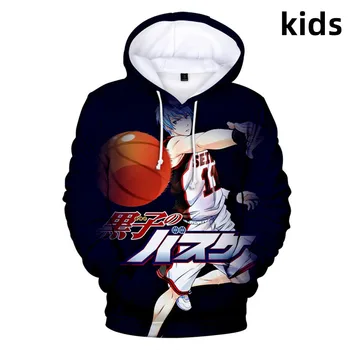 3, Do 14 Rokov, Deti s Kapucňou, Anime Kuroko Basketbal 3D Tlač Mikina s Kapucňou, Chlapci Dievčatá Kuroko Tetsuya Bunda Deti Oblečenie
