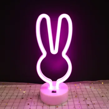 Nordic Veľkonočný Zajačik Neon Roztomilý Vonkajšie Osvetlenie Veľkonočné Dekorácie Kawaii Králik Dievča Spálňa Nočné Svetlo Bar Party Dekor Narodeniny