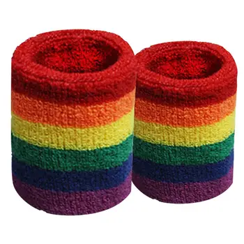 LGBT Pár Rainbow Náramky Farebné Potu-Absorbent Športové Šesť-Farba Uterák Náramky Basketbal, Bedminton Zápästie Stráže