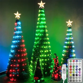 LED RGB Vianočné String Svetlá Vonkajšie 5/10/20M USB Vzdialenej 16 Farieb Rozprávkových Svetiel Garland pre Svadobné Party Záhradné Dekorácie
