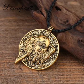 Dawapara Severanov Vikingovia Odin je Havrany Ročníka, Prívesky, Náhrdelníky Nadprirodzené Vrana Runy Talizman Amulet Šperky pre Mužov