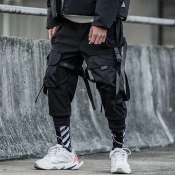 Odnímateľný Multi-Vrecko Cargo Nohavice Mužov Harajuku Hip Hop Streetwear Joggers Muž Elastický Pás Tepláky Techwear