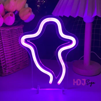 Ghost LED Neon Nočné Svetlo Vhodné Pre Halloween Party Domov, Miestnosti Stôl Dekor Bar Cafe Studio Tabuľka Dekor