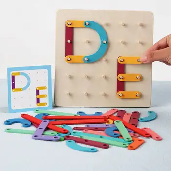 Drevené Písmeno a Číslo Abecedy Darček Pegboard Puzzle Deti Deti Batoľa