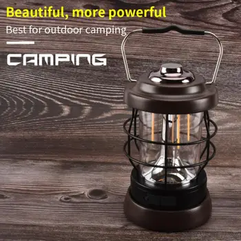 Retro Lampy Prenosné Kempingové Svietidlo USB Nabíjanie Camping Stan Cestovať naľahko Vintage Vonkajšie Osvetlenie Kemping Baterka