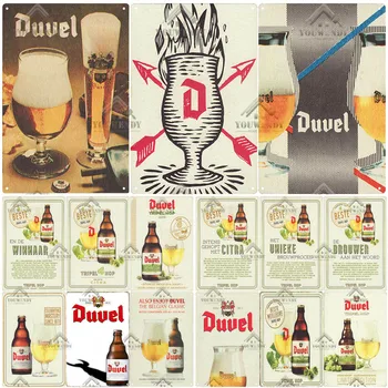 Duvel Pivo Vintage Poster Kovové Značky Retro Plechovka Prihlásiť Dekoratívne Plakety Miestnosti Dekorácie pre Pub Bar Muž Jaskyňa Klub Wall Art Decor
