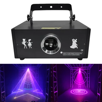 Animácie Laserový Projektor Svetla 1w 3D Animáciu RGB Laser Projektor DMX dj, Disco Výkonný Laser Fáze Svetlo