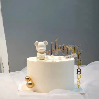 IN 2021 Nový Happy Birthday Akryl Tortu Vňaťou Gold Black Vertikálne Rose Gold Tortu Vňate Na Narodeninovej Party Cake Dekorácie