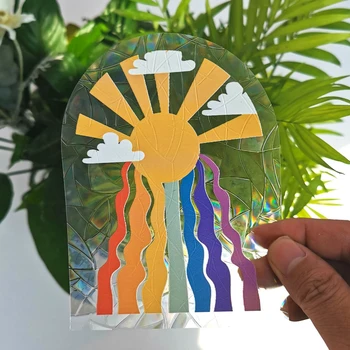 3D Rainbow Reflexné Nálepky slnečného Svetla Catcher Okno Lom Obtlačky Svetlo Lov Sklenené Dekorácie Samolepky na Stenu