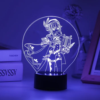 Genshin Vplyv Anime Obrázok Nočné Svetlo Venti 3D Led západ Slnka Hry Lampa Pre Izba Ilúzie Party Dekor Dospelých Darček k Narodeninám Yoimiya
