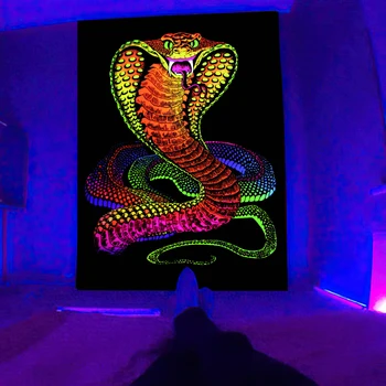 Kreatívne Psychedelic Cobra Fluorescenčné Gobelín Divoký Hippie Izba Dekor Domova Estetické Mandala Gobelín Svetielka v tme