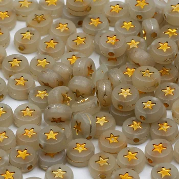 7mm Star Svetelný Akrylové Korálky Okrúhle Ploché Voľné Dištančné Korálky Pre Šperky Výrobu Handmade Náramok, Náhrdelník Diy Príslušenstvo