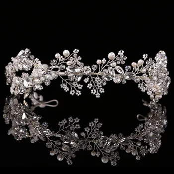 SLBRIDAL Luxusné Barokové Ručné Crystal Drahokamu Svadobné Tiara hlavový most Svadobné Doplnky do Vlasov Družičky Ženy Šperky