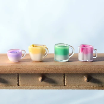 4PCS domček pre bábiky bábiky krém, mlieko, čaj, pohár miniatúrne package model streľba rekvizity
