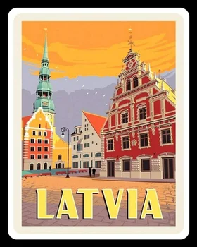 Vintage Nové Tin Plagát Lotyšsko Riga Európe Baltskom Mori Cestovanie Kovov Cín Prihlásiť na opasok 8x12 Palcový Retro Domov Bar, Reštaurácia, Záhrada