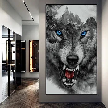 Zviera Divoký Vlk Plagát Čierne a Biele Plátno Obrazy pre Obývacia Izba Home Design Stene Obraz Moderného Umenia Výtlačkov