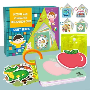4 Témy Deti Kognitívne Pokojnej Kniha Zvierat Ovocie Tichom Návštevnosť Pattern Matching Vložiť Karty, Hračky pre Viac ako 15 Mesiac Batoľa