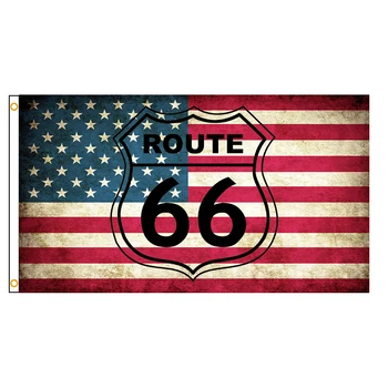 90x150cm Route 66 Motocykel Biker Rider Retro Vlajku USA
