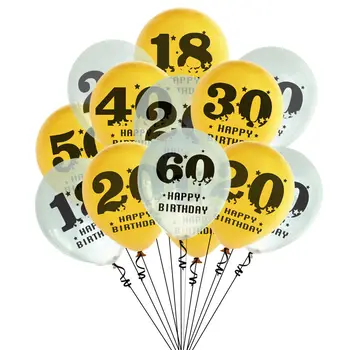10/Pack 12 Palcový Narodeninové Balóny 18 20 30 40 50 60 Rokov Balóny, Dekorácie Narodeninovej Party Balóny Zlato Transparentné