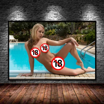Dospelých Erotics Plagáty Sexy Blondína Akty Dievča Mokré Telo Obrazu HD Vytlačí Wall Art Maliarske Plátno Pre Domáce Obývacia Izba Dekor