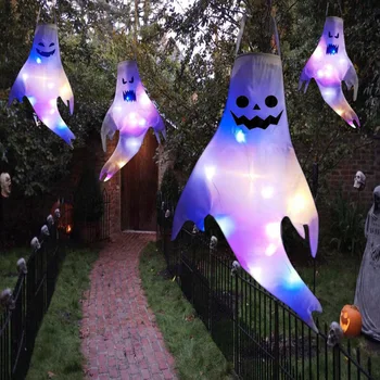 LED Halloween Lebky Ghost Horor Ghost Tvár Žiarou Strany Rekvizity Domov Vonkajšie Osvetlenie, Batérie Powered Halloween Party Dekorácie